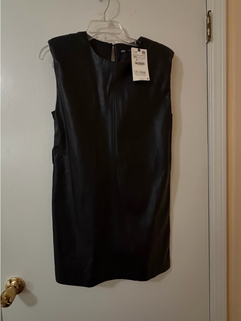 Zara Black Faux Leather Mini Dress